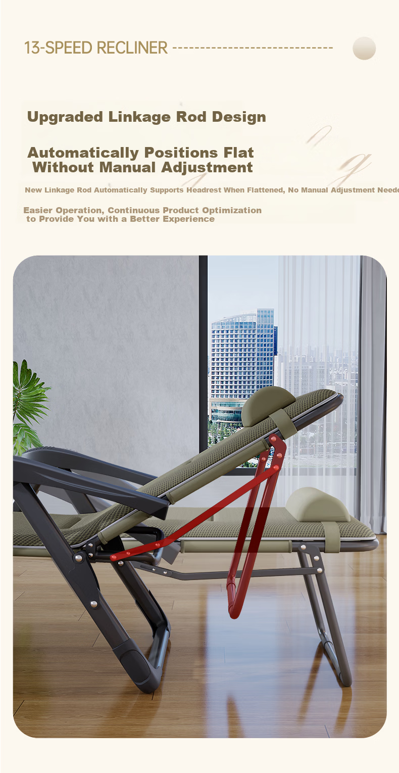 JEEP Folding Bed Recliner Office Nap Bed Single Nap Chair Care Bed Folding Chair Military Cot Thickened Cotton Pad 4
