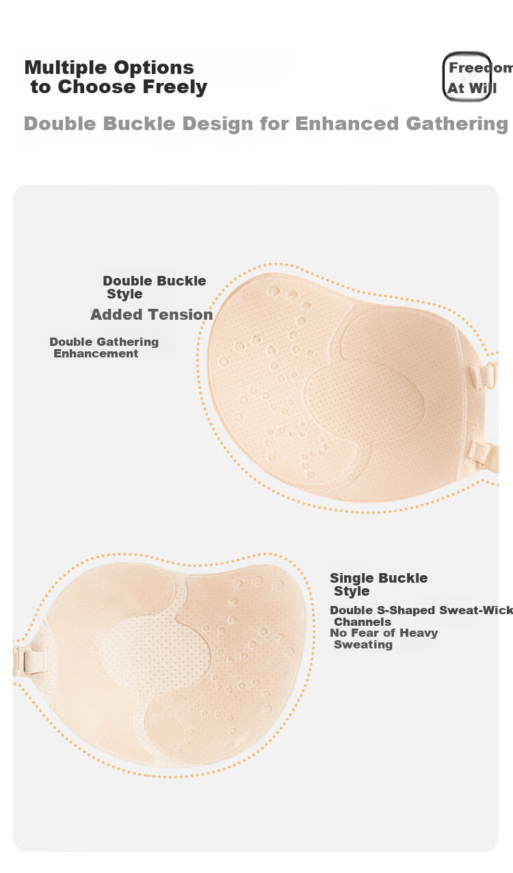 SBEAUTY 2.0 Aloe Mango Cup Double Buckle Push-Up Breast Pads Elf Ear Women's Dress Nipple Covers Thin Cup F 3