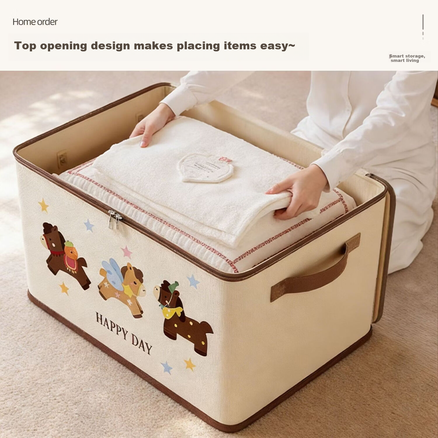 Hakkai Bird Large Capacity Fabric Storage Box for Clothes, Bedding, Wardrobe Organizer, Storage Container, Multi-Purpose Storage Box
