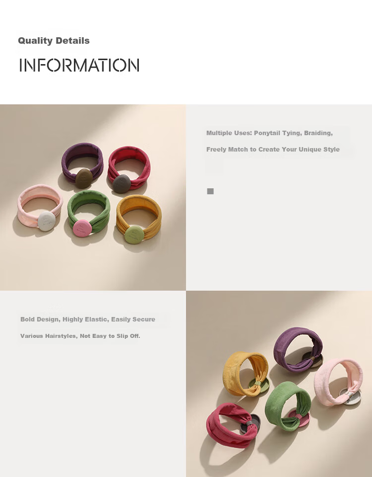 CHIMERA 5-Piece Kids Candy Color Hair Ties Elastic Ponytail Holders for Children June 1st Children's Day Gift 2