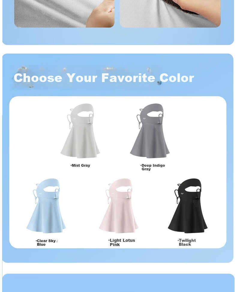 Langsha Sunscreen Face Mask Full Face Cover Outdoor Cycling Mask Ear-Hook UV Protection Loose 3D Extended Neck Guard Face Bikini 19