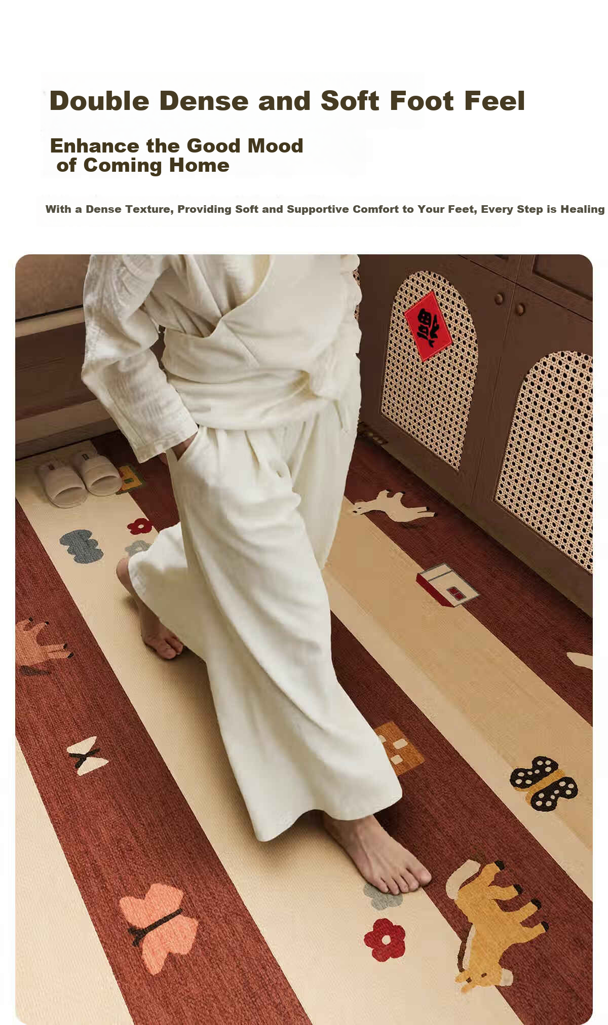 COMICOMI Small Coconut Square Entrance Floor Mat Non-Slip Cuttable Luxury Dust Removal 60*90cm 17