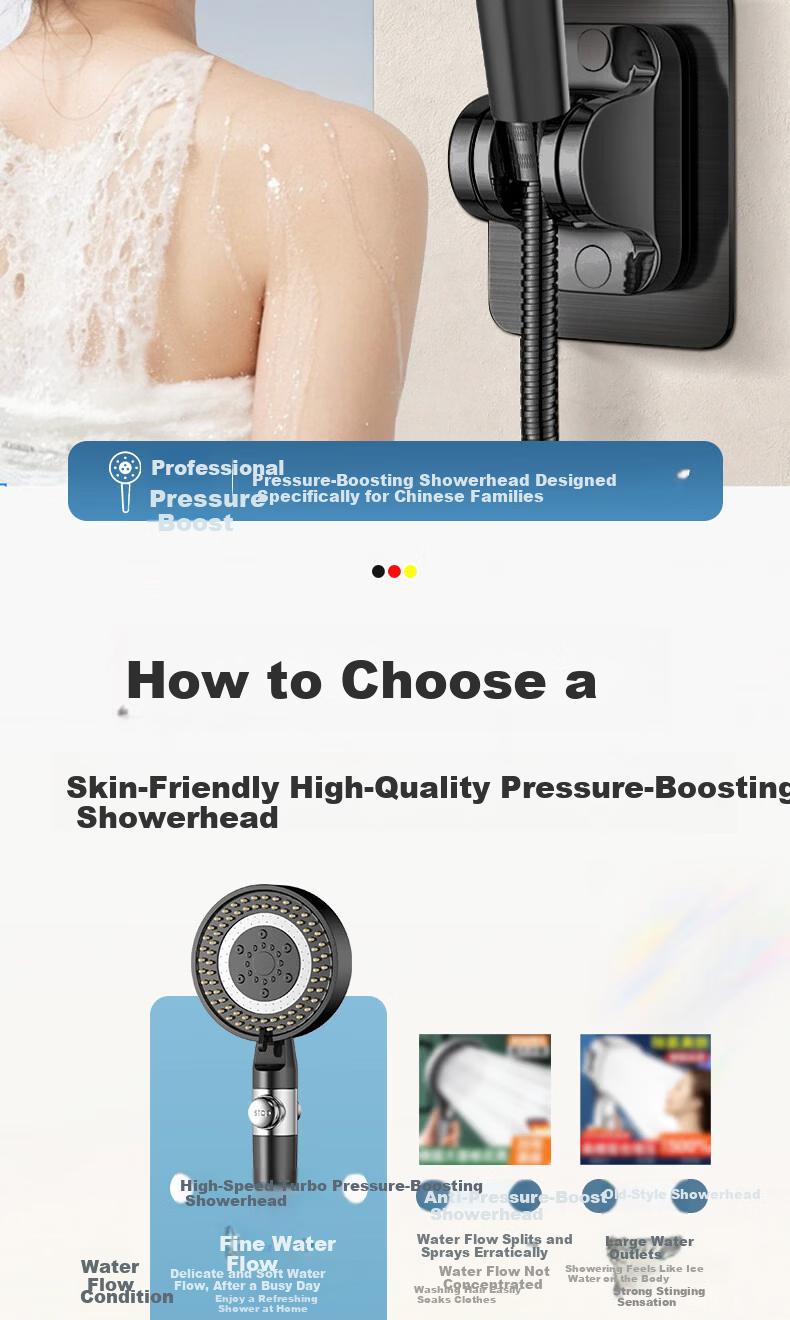 JROR [Germany] High-Pressure Single Spray Shower Head Bathroom Super Strong Water Flow Thermostatic Filtered Shower Head 4