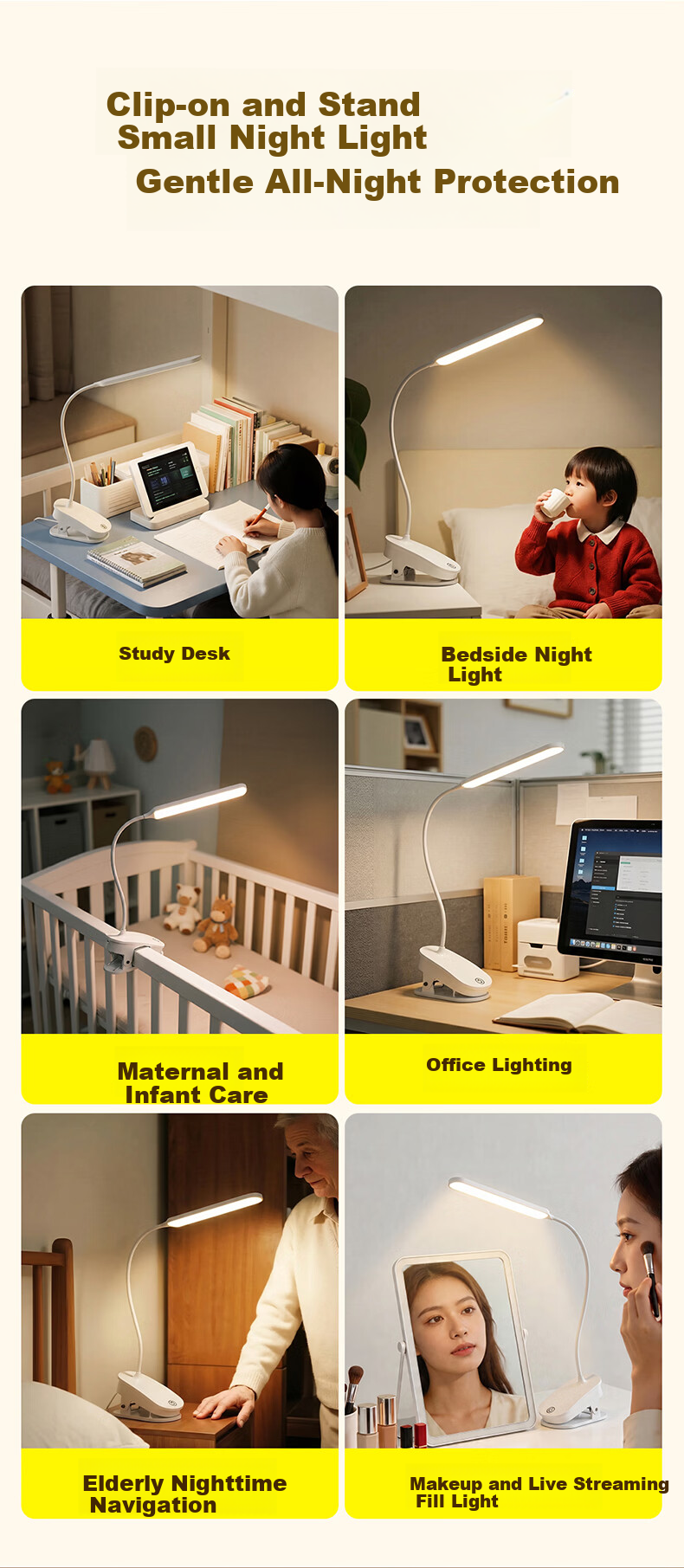 HP Pure Eye Protection Desk Lamp for Children and Students, Bedroom Bedside Lamp, Dormitory Study Reading Light 5