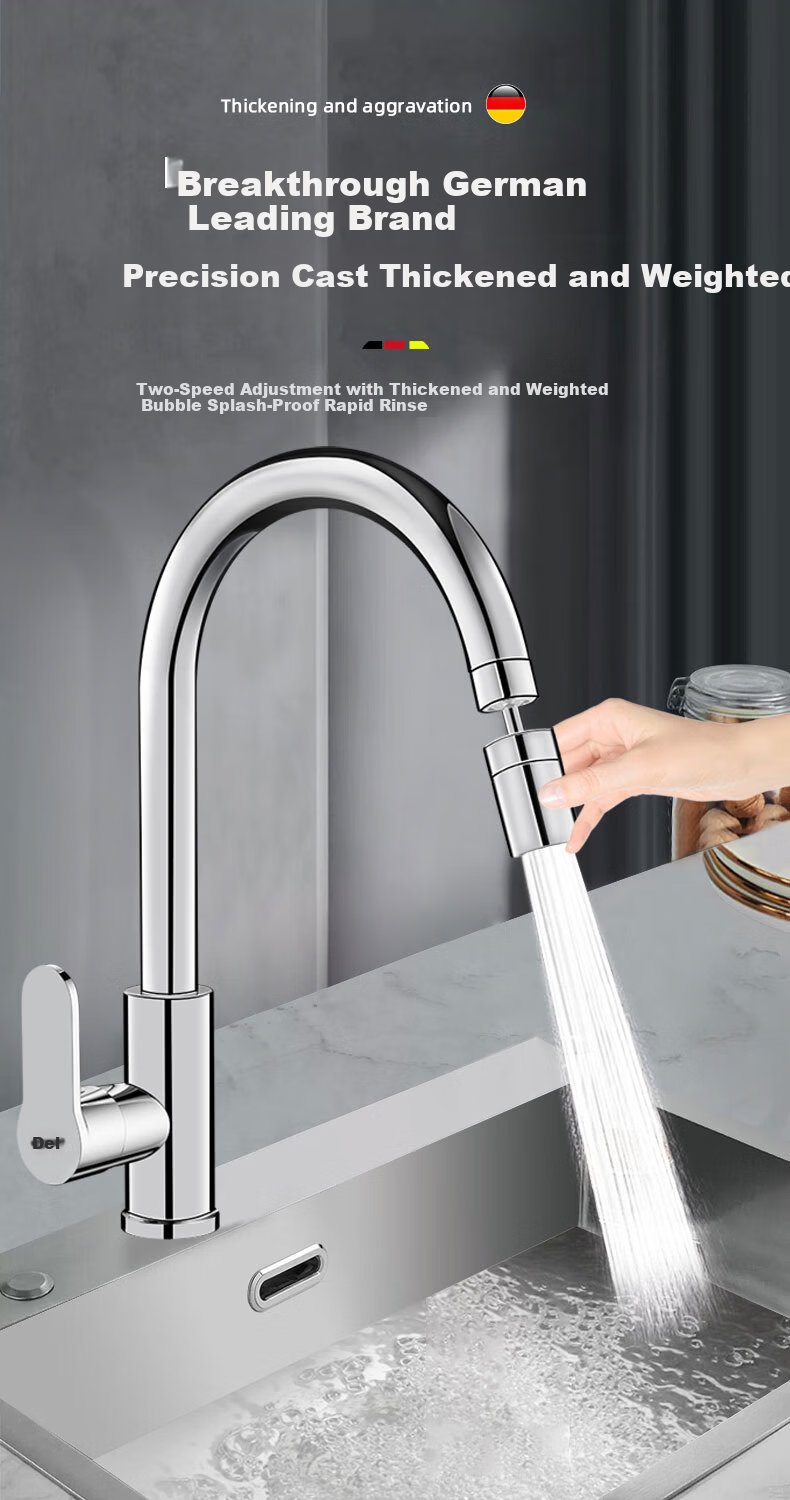 Del 28-Year Brand Kitchen Faucet Hot and Cold Adjustable 2-in-1 360° Rotatable Splash-Proof Faucet CFLT-LR 1