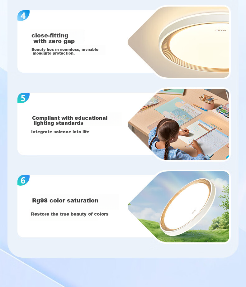 Micoe Four Seasons Eye Protection Full Spectrum Ceiling Light Bedroom Dining Room LED Lighting Simple and Elegant Zhongshan Lighting Yiyue Series 4