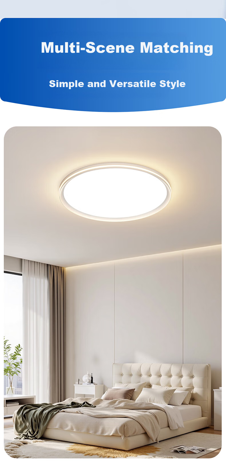HP Pure Eye Protection Ceiling Light for Bedroom Study Children's Room High Brightness Side Emission Modern Simple Zhongshan Lighting Morning Light 22