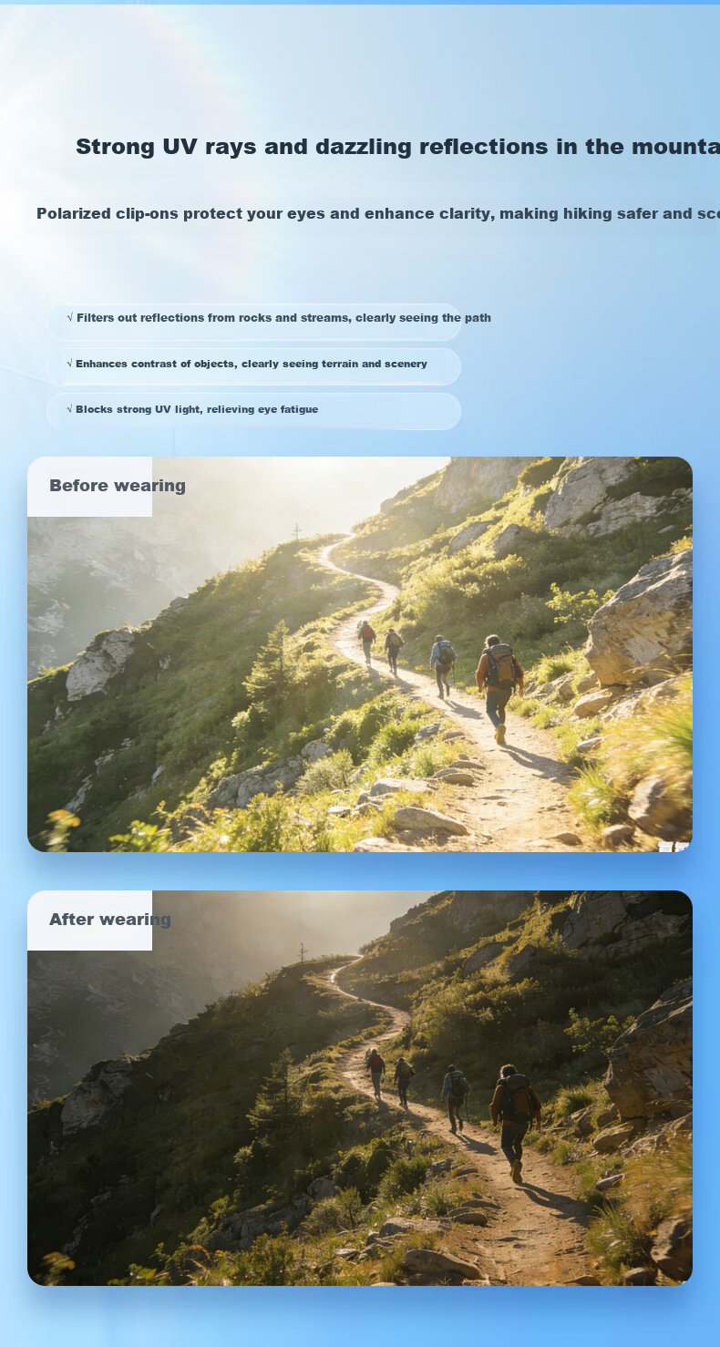 JFJN Polarized Clip-On Sunglasses for Myopia, UV Protection, Anti-Glare, Driving, Fishing, Hiking, Cycling JP02 6