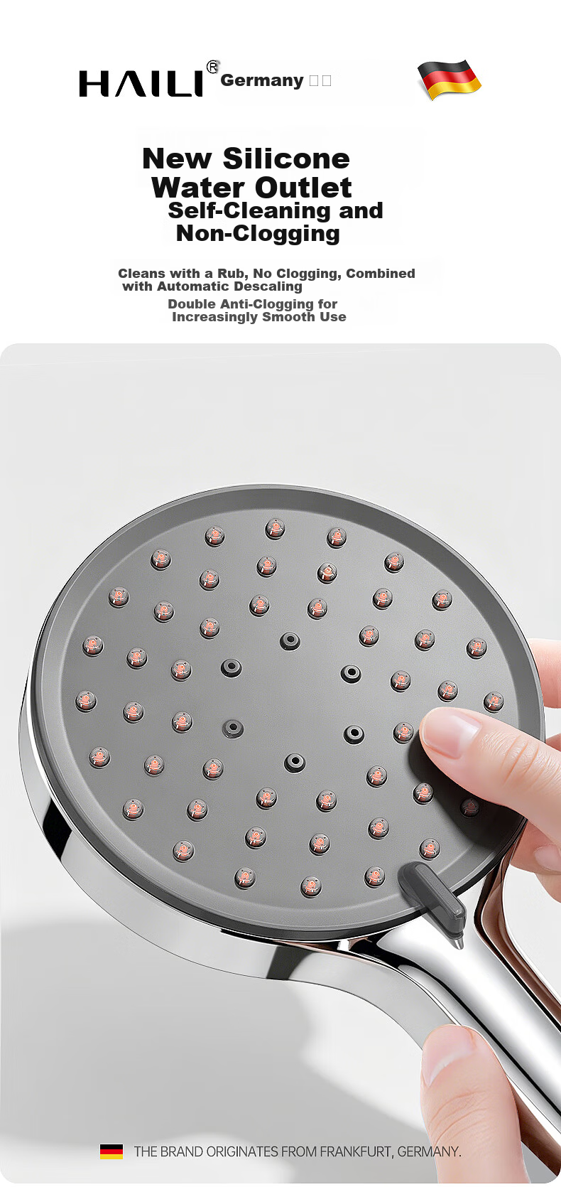 Haili Large Panel Coarse Hole Shower Head High Pressure Water Boost Bathroom Showerhead ZH261G 14