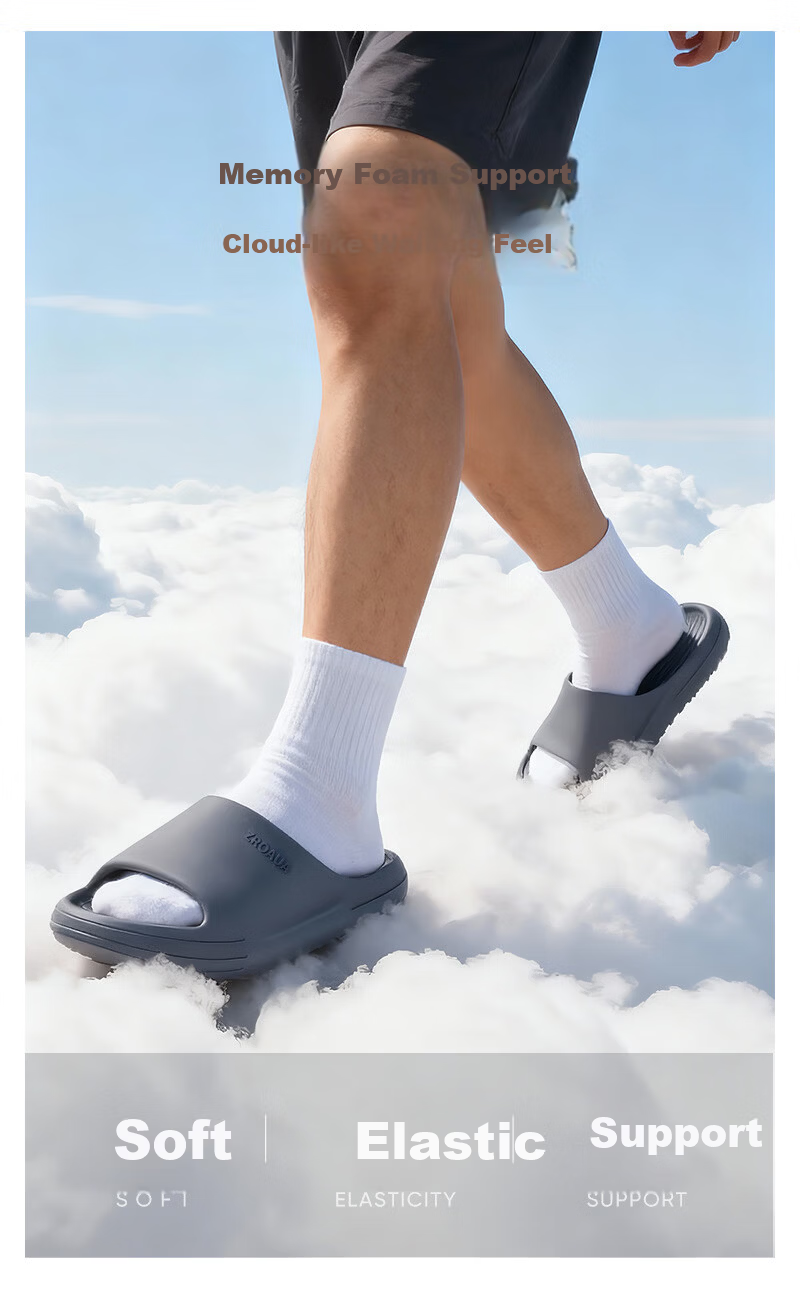 Beiduo Yang Men's Large Size Home Bathroom Shower Non-Slip EVA Odorless Slippers Black 42-43 2