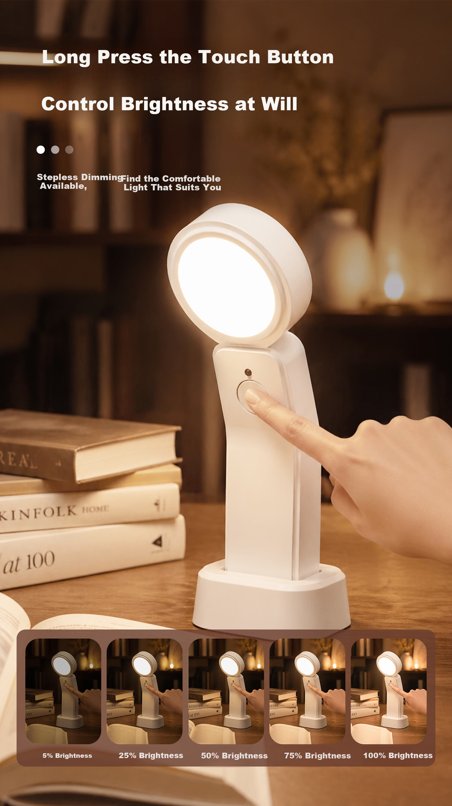 Heart LocK Rechargeable Small Desk Lamp Eye Protection Study Dorm Bedroom Bedside Reading Lamp Student Desk Office Night Light 5