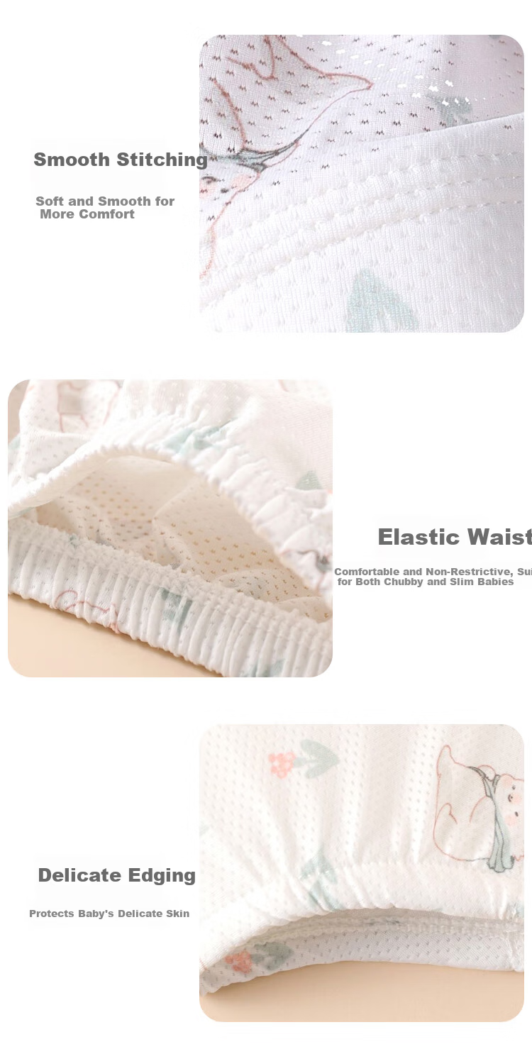 9i9 Baby Washable Diaper Pants Summer Toilet Training Mesh Breathable Infant Learning Pants Leakproof Underwear 2-Pack L 11