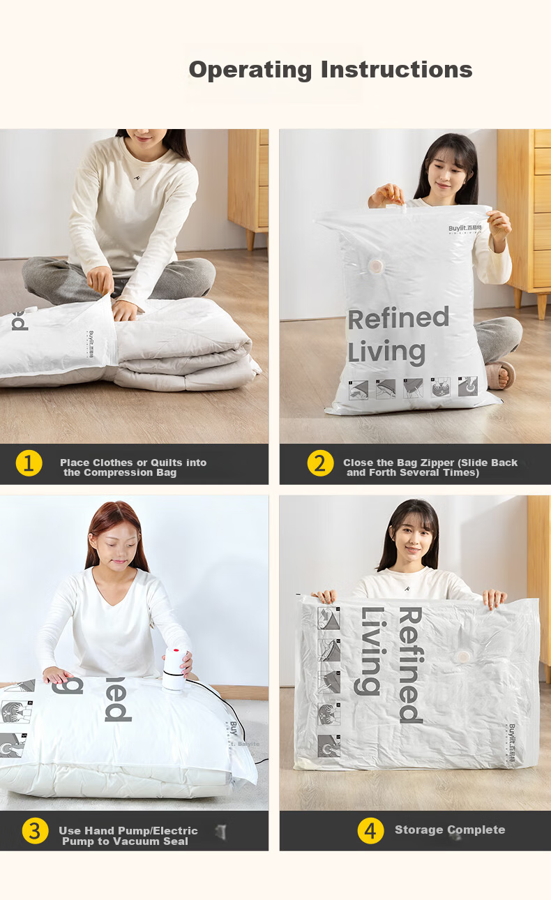 BEYYIT Vacuum Storage Bags Moving Packing Compression Bags Quilt Clothes 13-Piece Set [Electric Pump Simple Version] 3