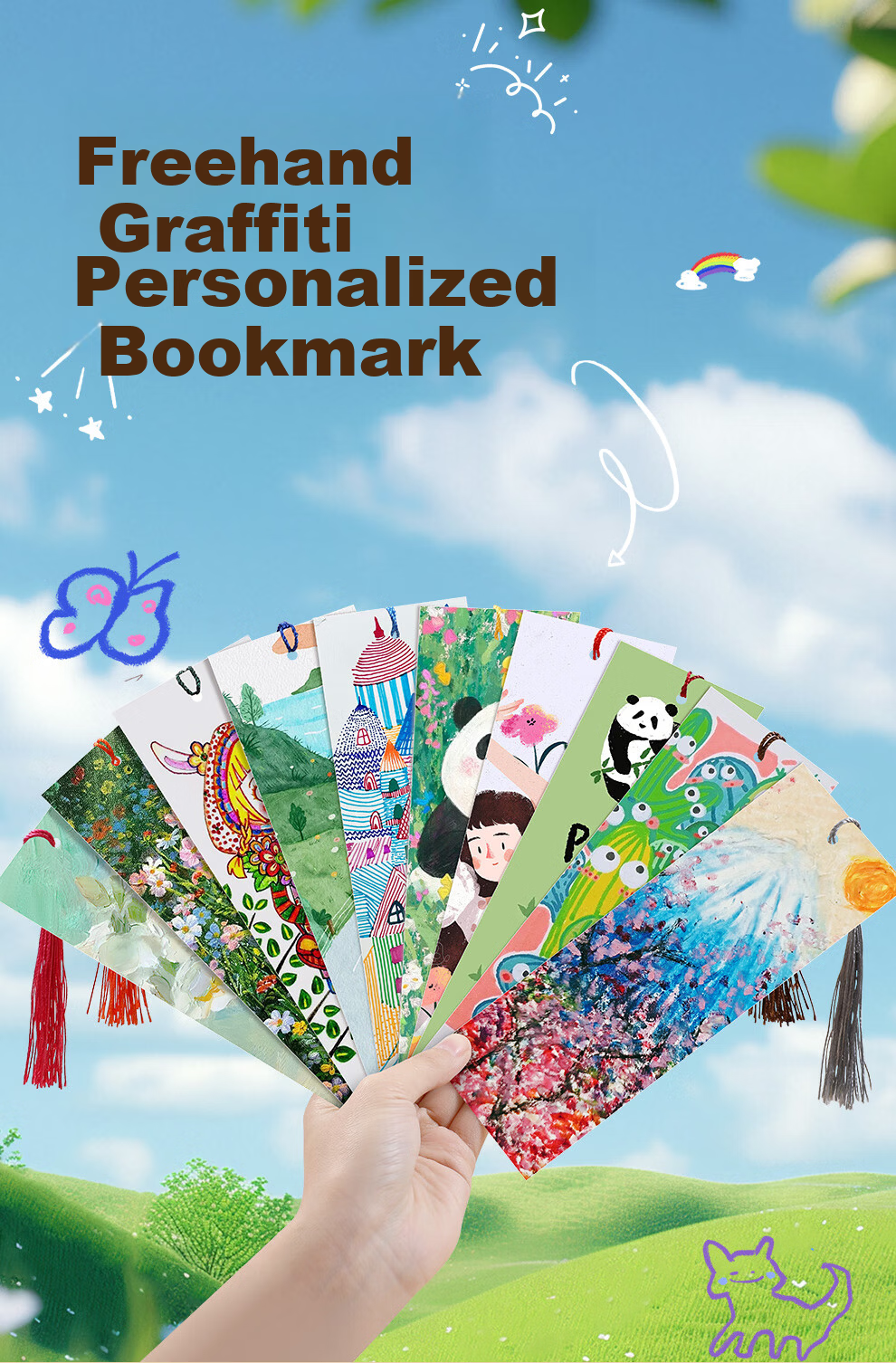 Jiaran Heng Blank Bookmark DIY Handmade Material Wish Card with Tassel for Kindergarten and Primary School Handicraft Class Hand-painted Custom Bookmark Handmade Graduation Gift for Classmates 4