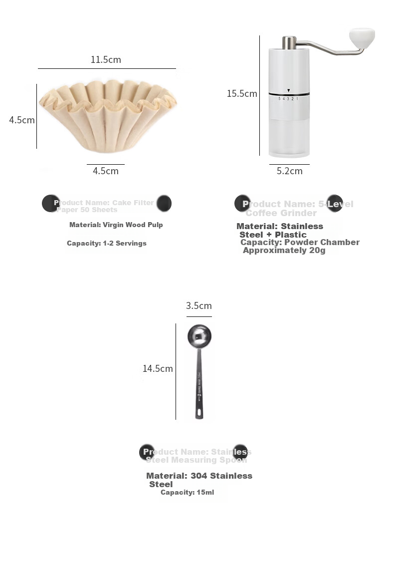 Mongdio Manual Coffee Maker Set with Grinder, Coffee Filter Paper, Dripper, Pour Over Kettle, Sharing Pot, Measuring Spoon, Wooden Tray - 7 Pieces 10