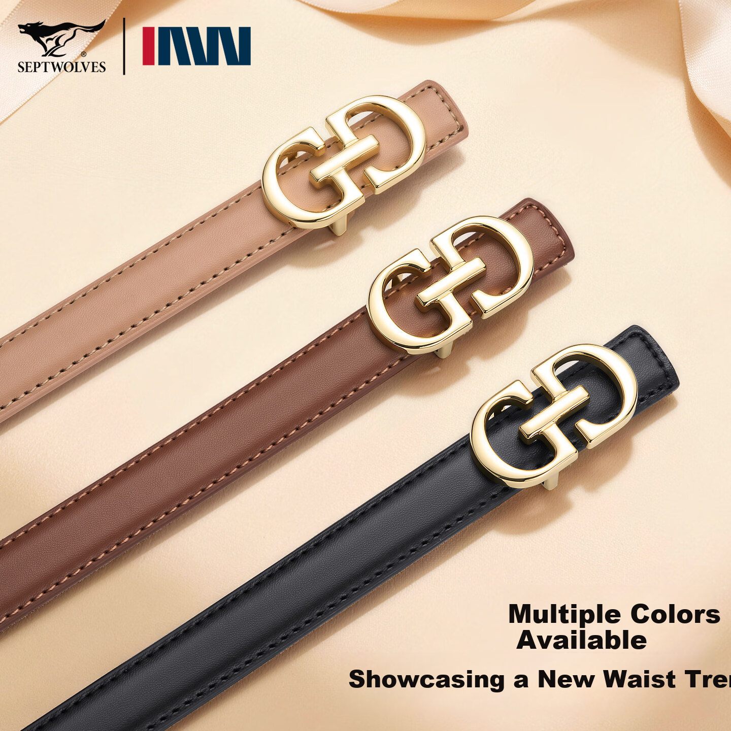 Seven Wolves Women's Leather Belt Cowhide Fashion Waistband Accessory Dress Birthday Gift for Girlfriend and Mom
