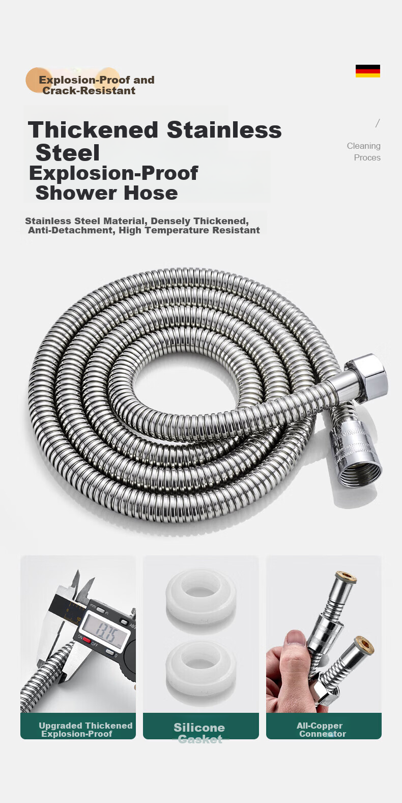 IVORPO [Germany] High-Pressure Multifunctional Handheld Shower Head with Booster and Overhead Spray 13
