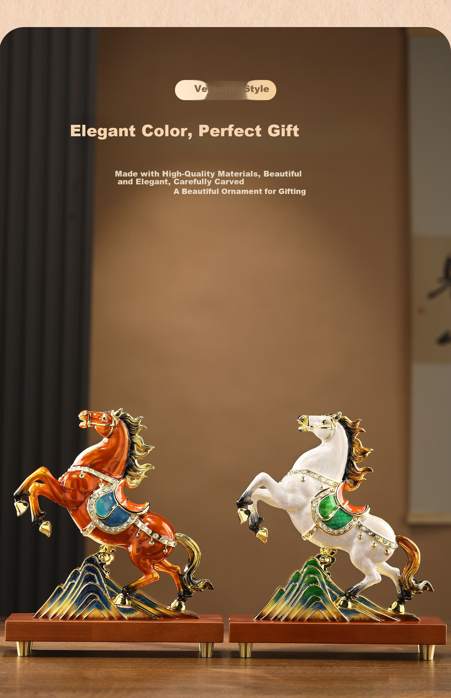 Wanyutang Enamel Painted Zodiac Horse Figurine - Success Horse Decoration for Living Room, Office, Wine Cabinet, Housewarming and Opening Gifts 5