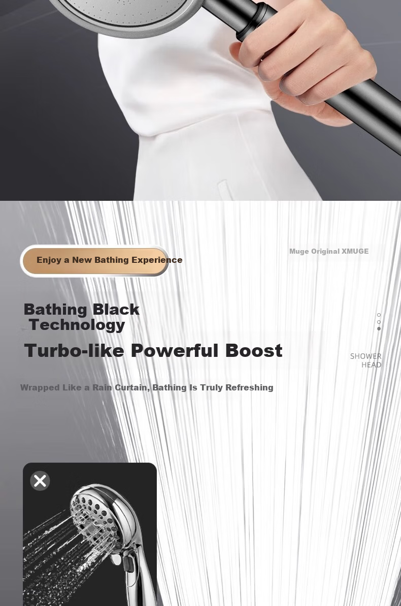 MUGE Stainless Steel Filter High-Pressure Shower Head Universal Strong Pressure Handheld Shower Sprayer 5