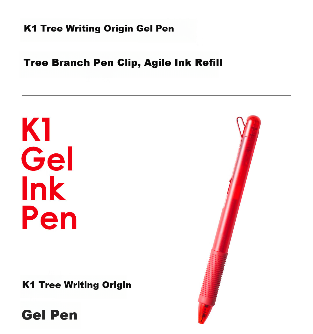 KACO Rechargeable Red Gel Pen 0.5mm Red Click Pen Ins Stylish Teacher Correction Pen Frost White/Red 3-Pack 3