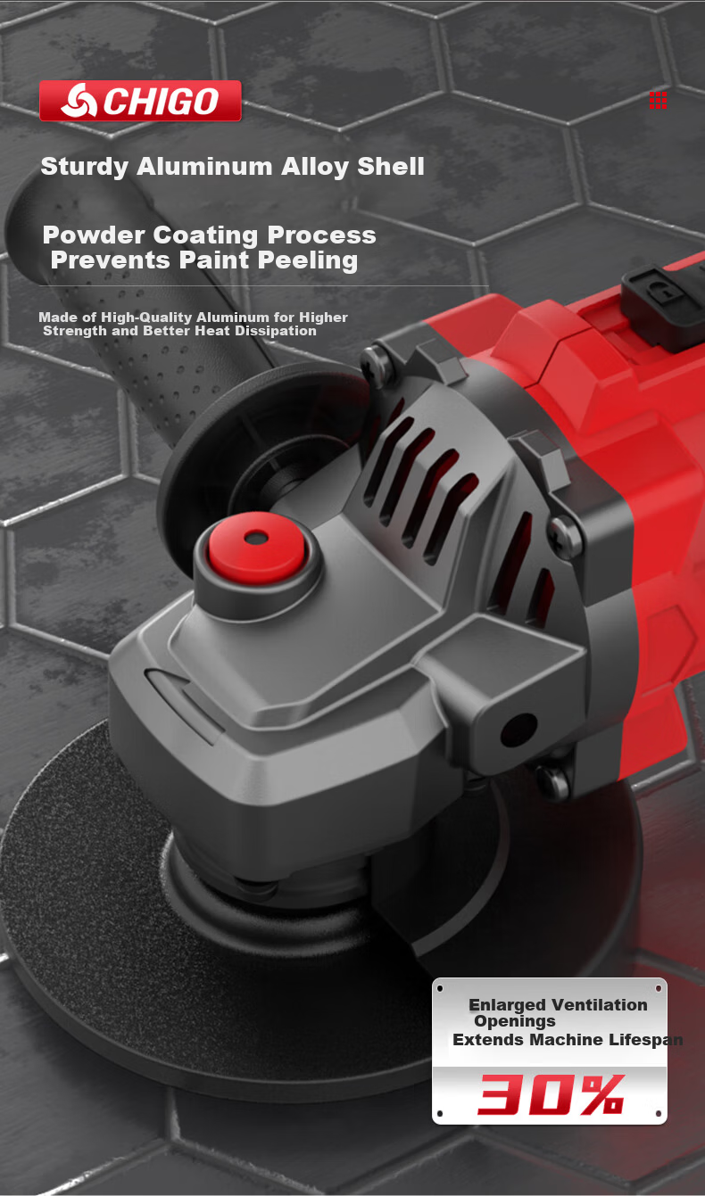 CHIGO Brushless Angle Grinder High-Power Cordless Cutting Machine Multifunctional Polishing and Grinding Lithium Battery Polisher 8