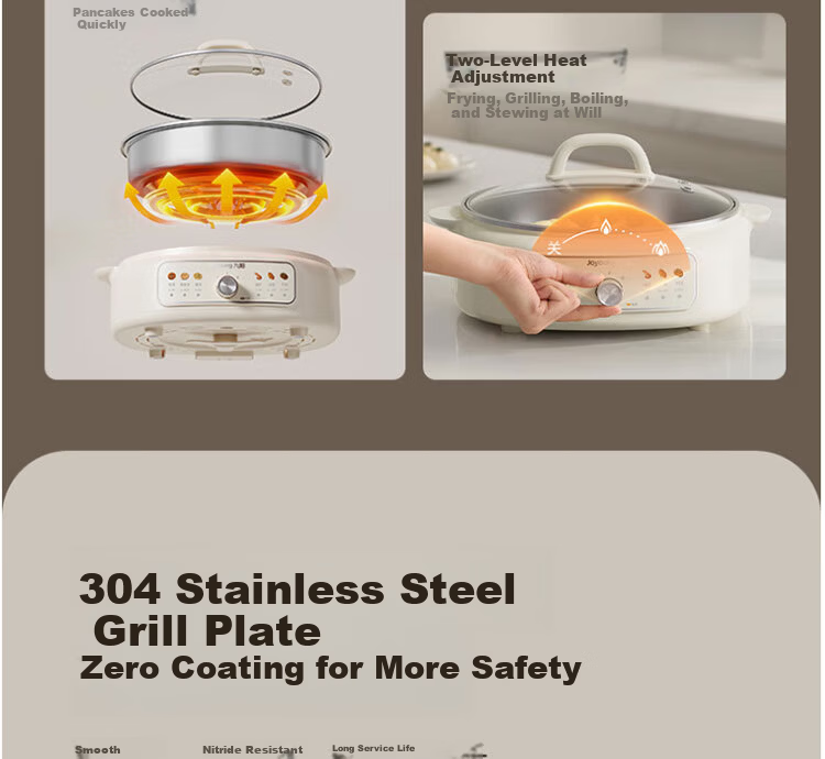 Joyoung JK30-GK339 Household Grill Pan 304 Stainless Steel Non-Coated Inner Pot Breakfast Maker Deepened Body Electric Griddle Multi-Function Electric Frying Pan 4