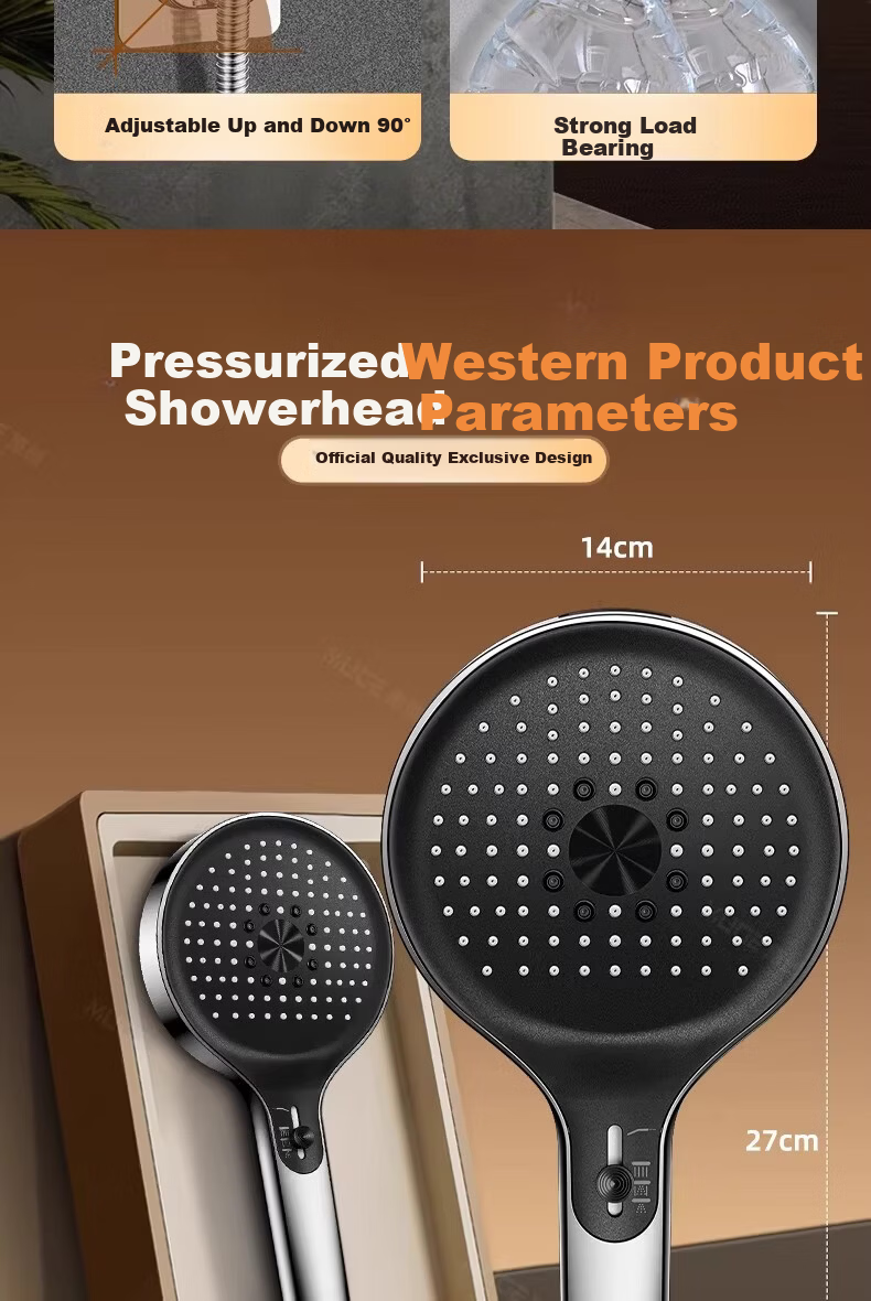 MUGE High-Pressure Shower Head Universal Powerful Water Flow Handheld Bathroom Shower Sprayer 15