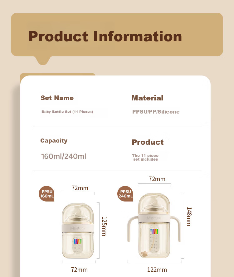MINITUTU PPSU Baby Bottle, Anti-Colic, Anti-Spitting, Anti-Choking, Suitable for Breast Milk, 240ml 10