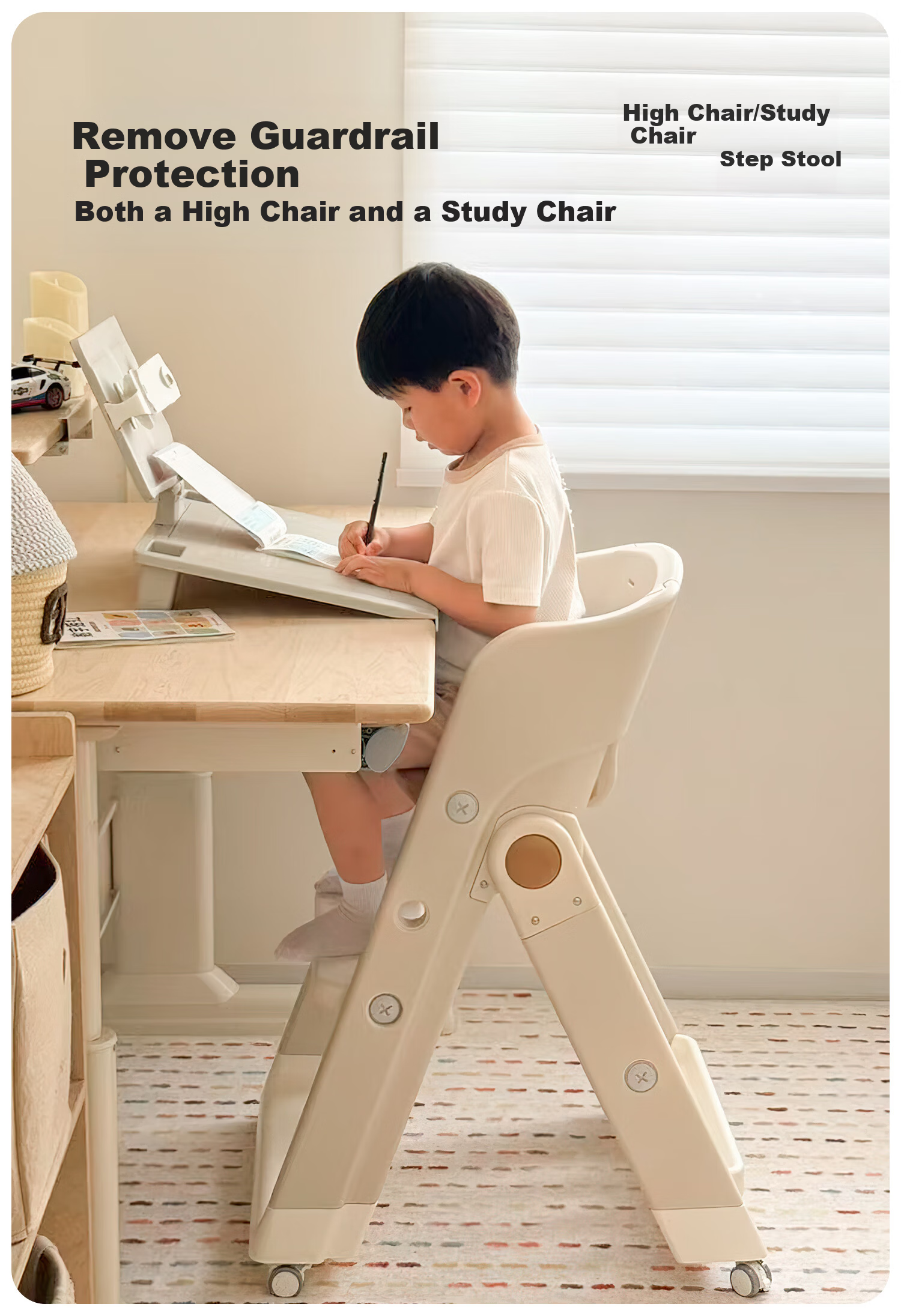 Migobear Children's Growth Chair Foldable Dining Chair Baby Learning Chair Multifunctional Infant Toddler Adjustable Seat 6