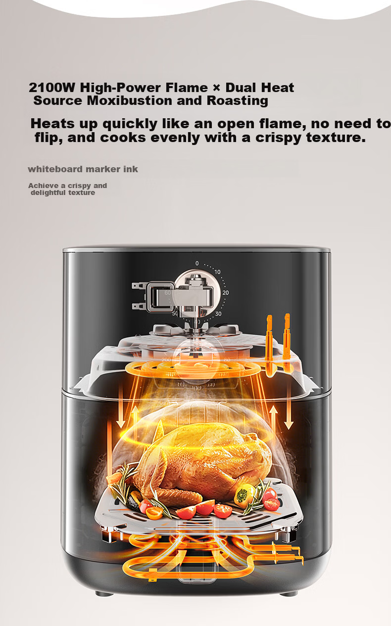 Midea Air Fryer Stainless Steel 0-Coating 2026 New Model【Price Guarantee 618】6.5L Large Capacity Home Air Fryer Steam Oven Combo Metal Interior KZE6559PRO 12