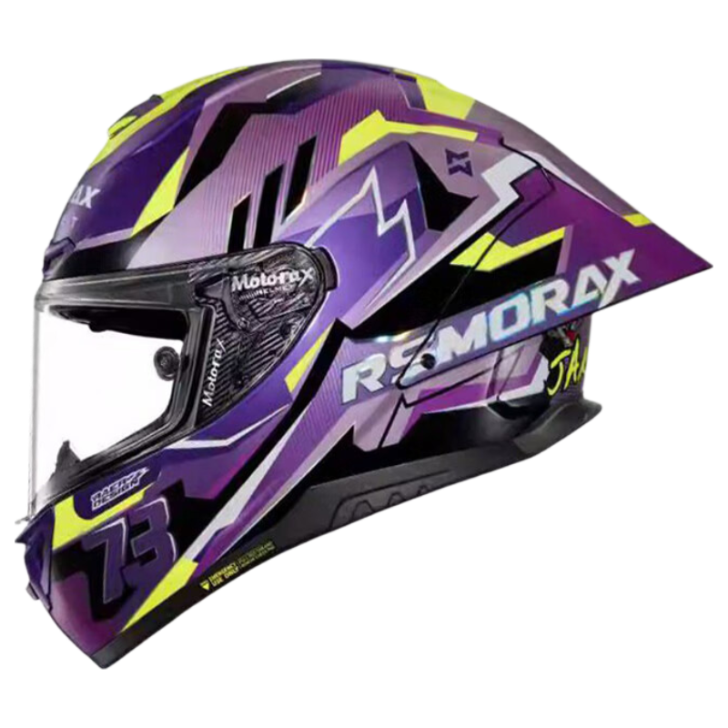 MOTORAX R50SPRO Motorcycle Helmet Unisex Four-Season Full Face Helmet with Large Rear Wing Size M Number 73 Rider Helmet