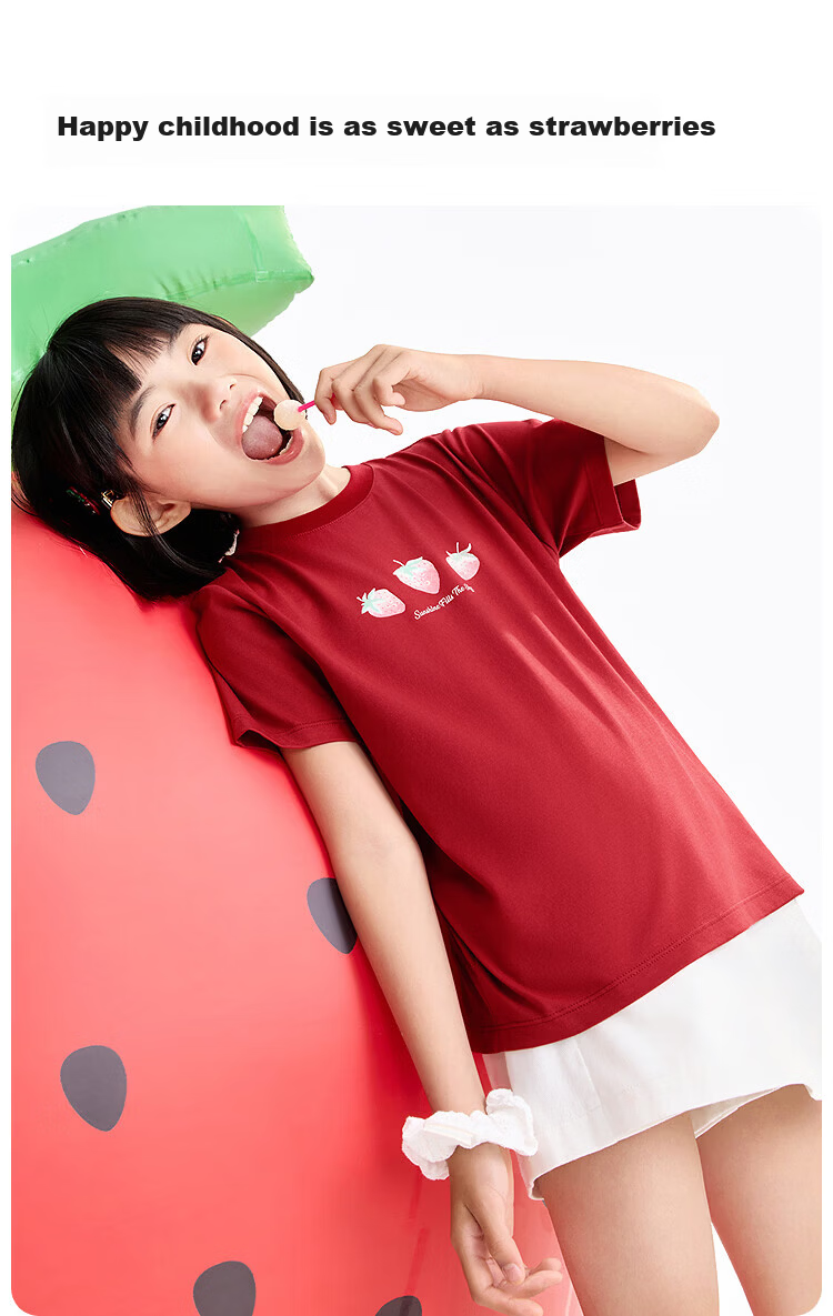 Annil Kids Girls Round Neck Short Sleeve T-Shirt 2026 Summer New Cool Casual Sports Stretch Top 9