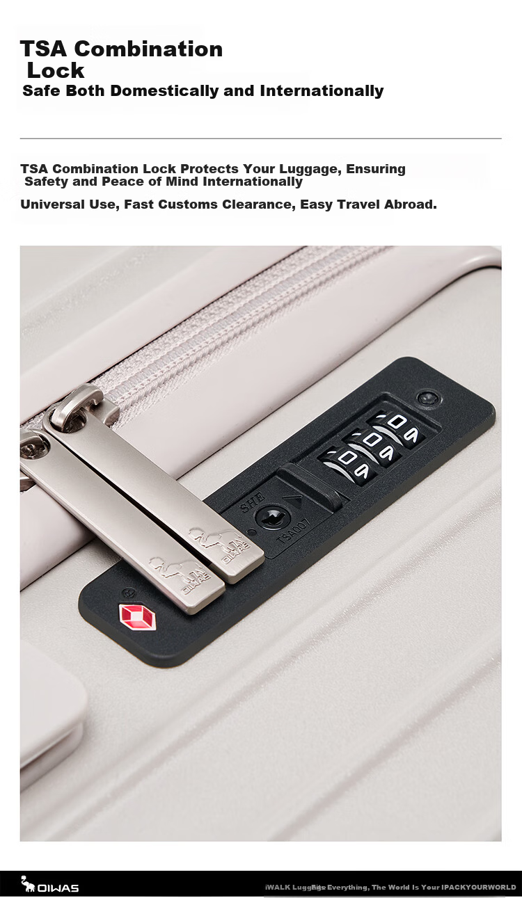 OIWAS 20-inch Carry-on Luggage High-Quality Durable New Trolley Travel Suitcase with Password Lock Oatmeal Color 11