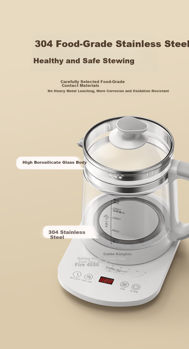 Canbo Health Pot Electric Tea Kettle 304 Stainless Steel Temperature Control Kettle Insulated Electric Water Boiler Flower Tea Kettle SLH-YSH1808 3