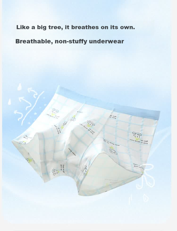 Jiusuiban Boys' Underwear 7A Antibacterial Silk Gusset Boxer Shorts with Sausage Dog Cartoon Soft Elastic Four-Point Shorts 3