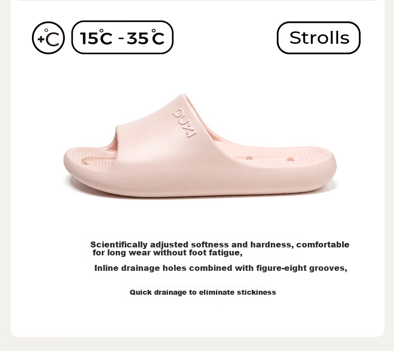 Puxi Wave-Breaking Slip-On Bathroom Non-Slip Water-Draining Shower Quick-Dry Slippers Star Moon White Size 35-36 2