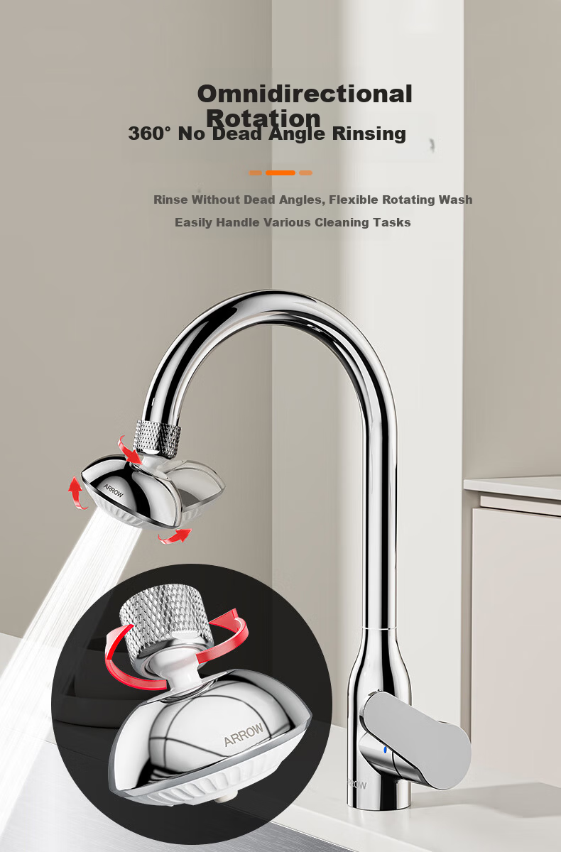 ARROW HT Small UFO Pressurized Splash-Proof Faucet Aerator Extender Dense Water Multi-Function 360° 7