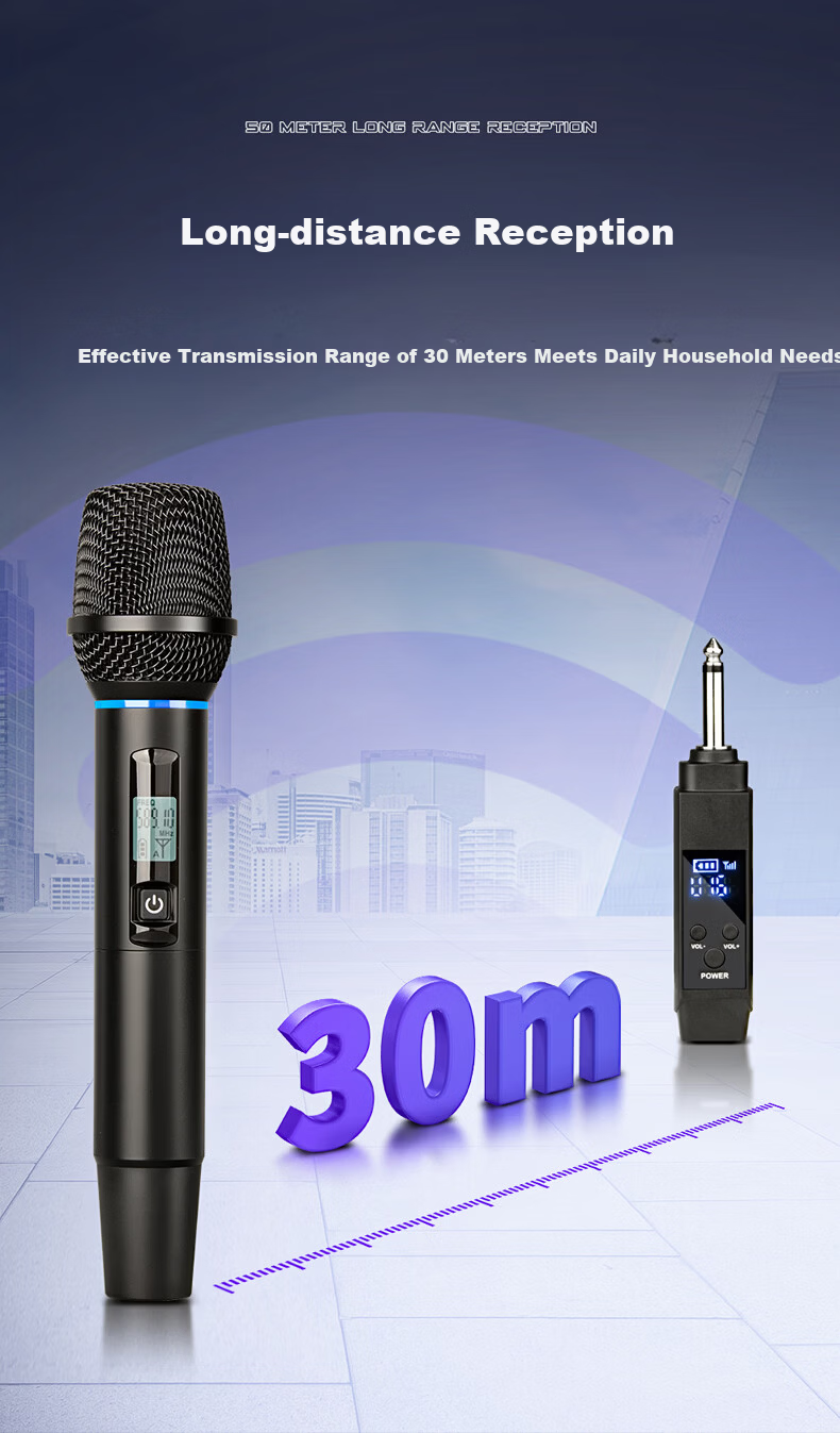 Depusheng K15 Wireless Microphone One-to-Four Portable Karaoke Microphone for Square Singing KTV Home Stage Hosting Conference Speech Live Outdoor Event Computer Karaoke Rechargeable Anti-Howling Pick 7