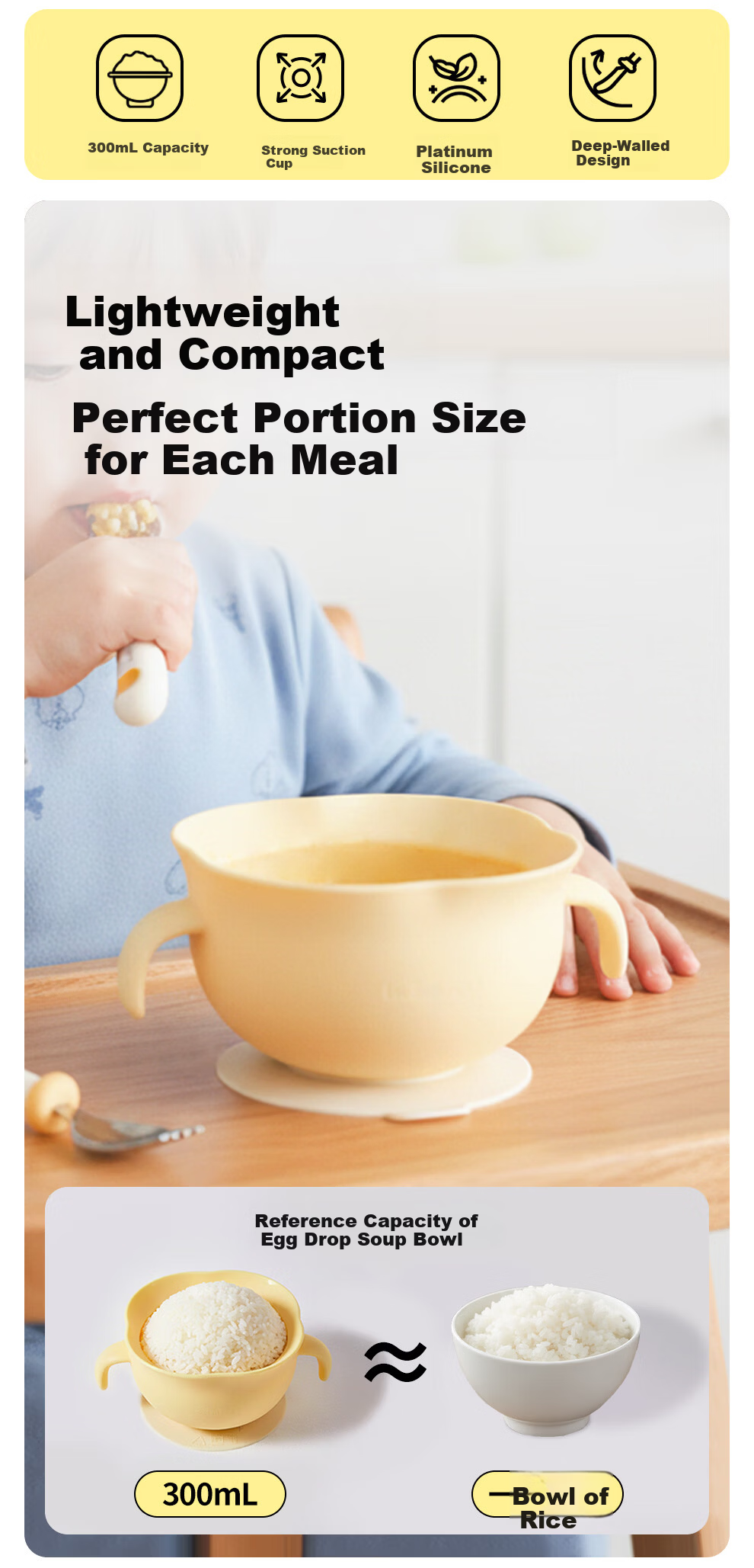 Lock&Lock Baby Feeding Bowl Egg Drop Soup Bowl Self-Feeding Silicone Suction Bowl Toddler Children's Lunch Box 2