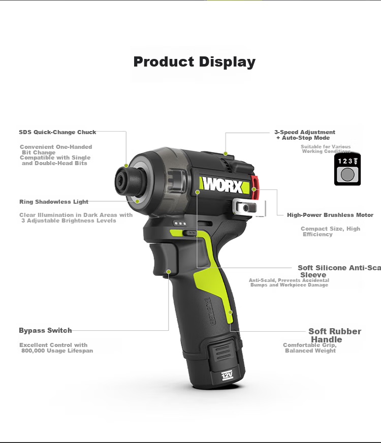 WORX 12V Hydraulic Screwdriver WU138 (2.5AH Dual Battery) Brushless Impact Driver Cordless Electric Screwdriver Drill 16