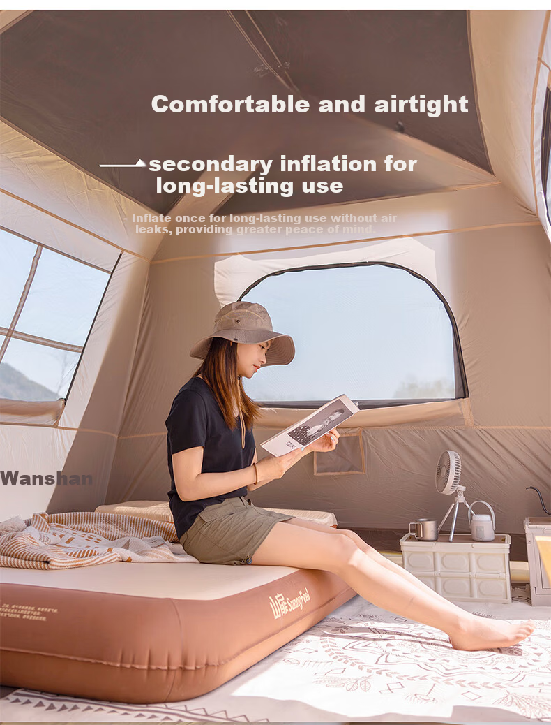 Shanfei Fengmian Self-Inflating Air Mattress Outdoor Camping Air Pad Floor Sleeping Mat Home Use Inflatable Sleeping Pad Three-Person Size 8