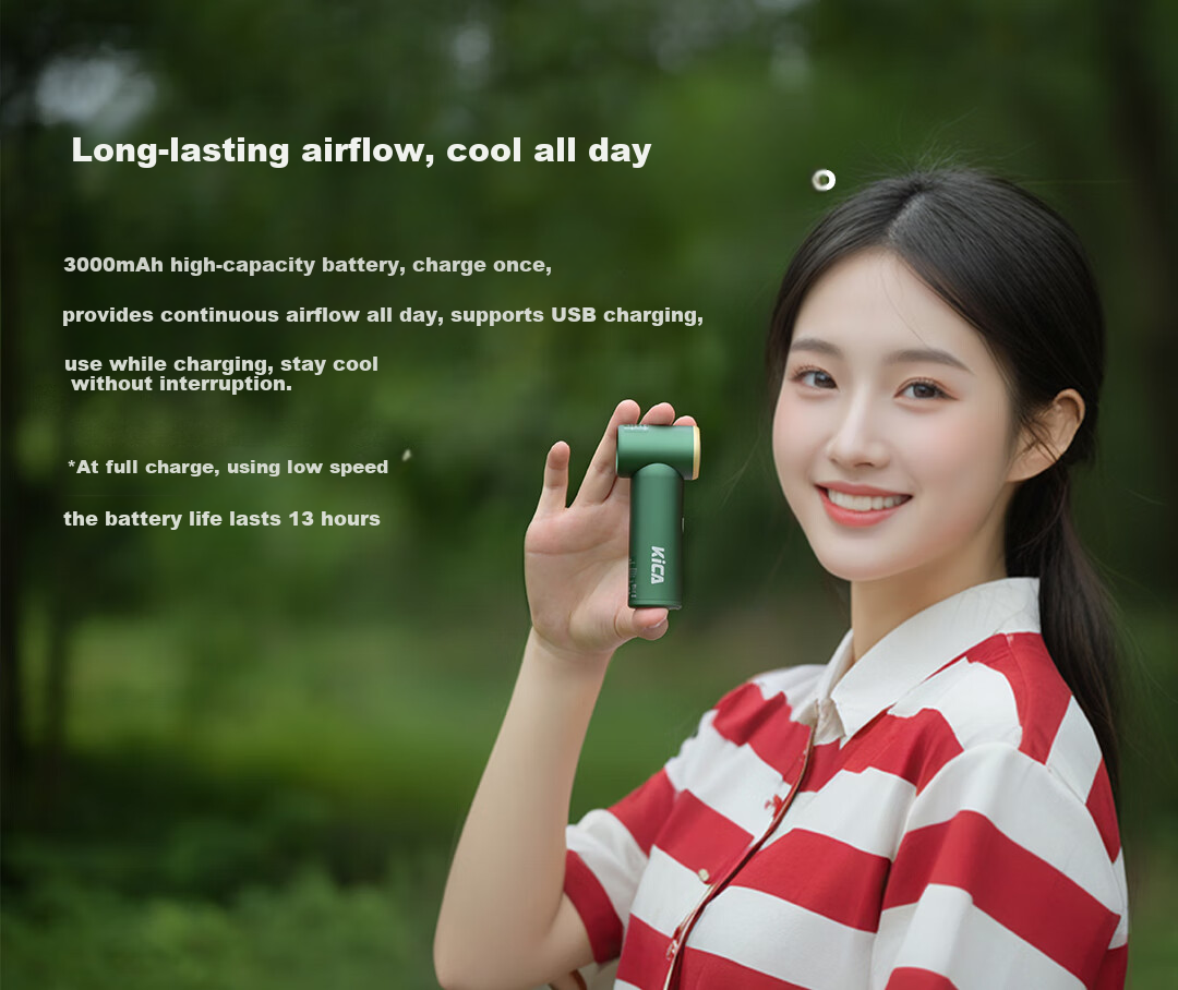 KICA Price Guarantee 618 Handheld Portable Turbo Mini Energy-Saving USB Rechargeable Desktop Fan Cooling Device Pink 5