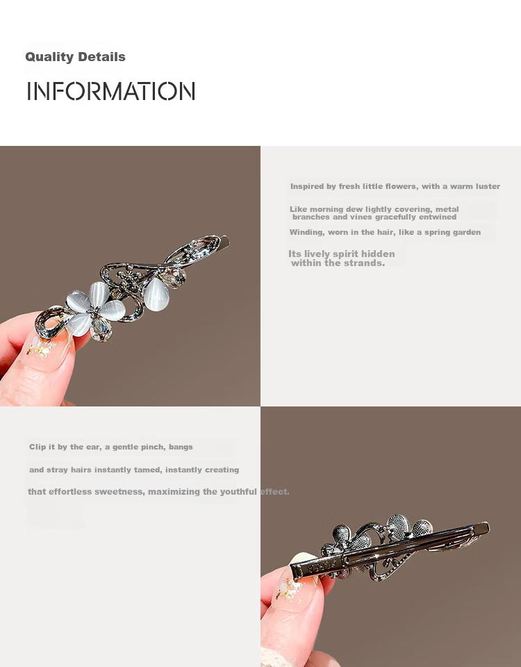 CHIMERA Delicate Floral Edge Clip Elegant Side Bang Hair Clip Duckbill Hairpin Hair Accessories for Women Birthday Gift 3