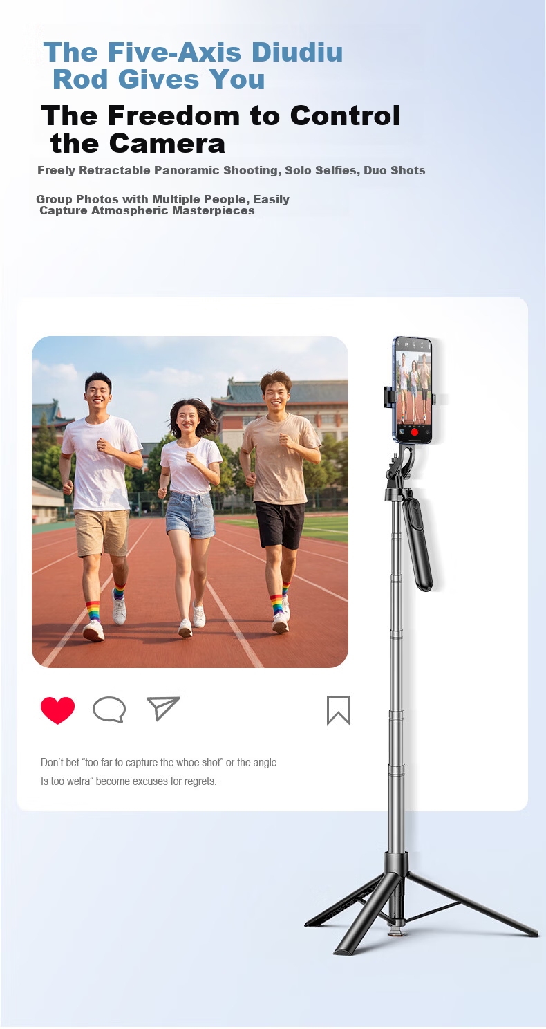 Shuotuo Floor-Standing Adjustable Selfie Stick Tripod Phone Holder Live Streaming Stand Portable Travel 360-Degree Rotating Anti-Shake Shooting Mount 9