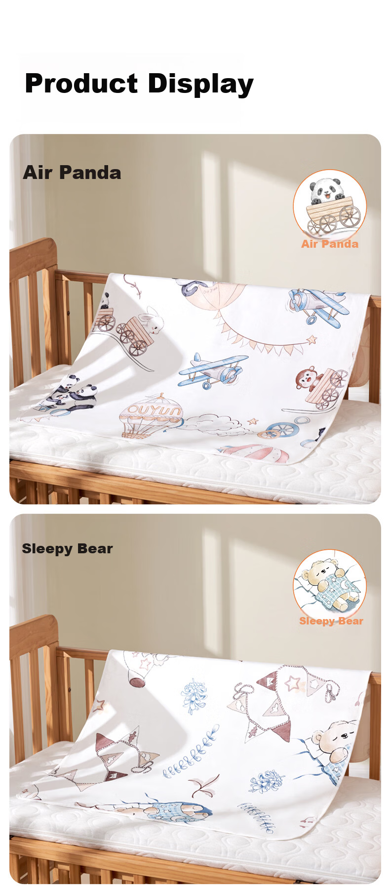 OUYUN Baby Waterproof Washable Mattress Protector Diaper Pad Adult Care Pad Menstrual Pad Urine Mat 100x80cm 15