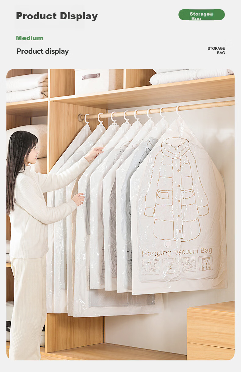 Kousu Down Jacket Dedicated Hanging Vacuum Compression Storage Bag for Quilts and Clothes Organizer 10