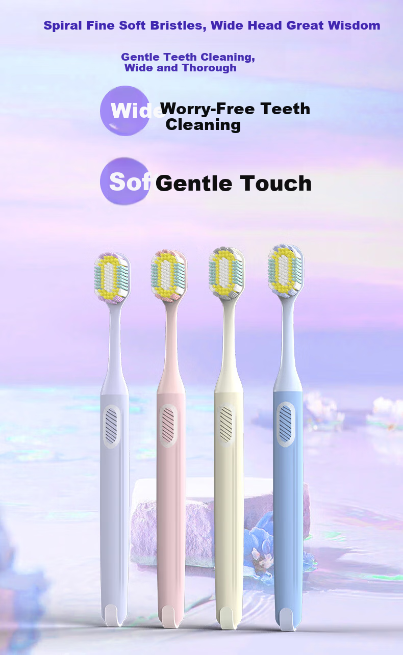 Jianruyun Wide Head Extra Large 4-Pack Ultra-Fine Soft Bristle Toothbrushes Individual Adult Household Men Women 1