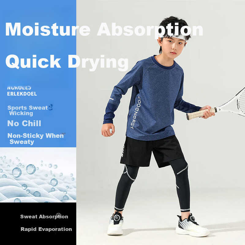 Moonkids Boys Quick-Dry Sports Set Kids Spring Autumn Running Training Suit Big Boys Badminton Football Quick-Dry Basketball Jersey