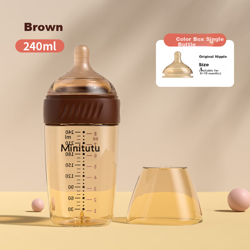 MINITUTU PPSU Baby Bottle, Anti-Colic, Anti-Spitting, Anti-Choking, Suitable for Breast Milk, 240ml