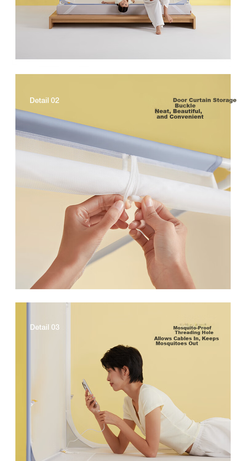 MEDOGA Class A Baby Mosquito Net with Thickened Frame 1.8x2m Home Use Blue [Threaded Three-Way Connector] 19